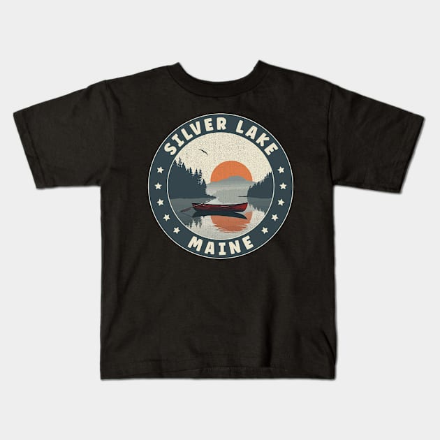 Silver Lake Maine Sunset Kids T-Shirt by turtlestart